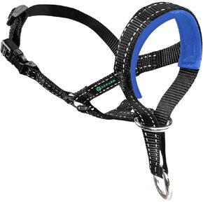 Dog Head Halter, Soft Nylon Dog Head Collar for Small Medium Large Dogs to Prevent Bitting Barking(S,Blue)