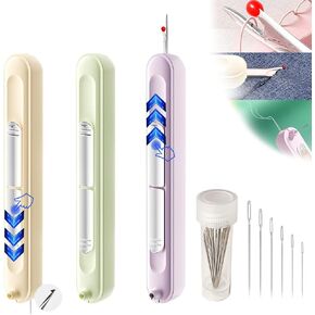 2 in 1 Needle Threader Seam Ripper，Upgraded Retractable Needle Threader and Seam Ripper Tool,Suitable for Hand Sewing Knitting Craft Sewing Supplies Needle Threader(3PCS+Needle)