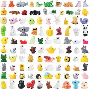 100 Pcs Mini Resin Animals to Hide Tiny Resin Animals 100 Styles Fairy Garden Decor Miniature Little Small Figurines Bulk for Accessories Micro Landscape Aquarium Potted Crafts Decoration Toys