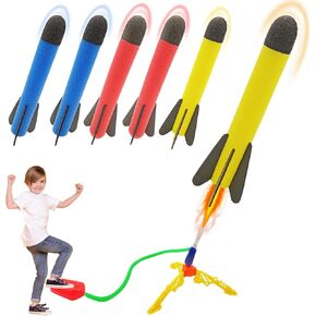 Foam Rocket Launcher - 6 Outdoor Rocket Toy - Perfect for Parks, Yards, Beaches, and Stocking Stuffers, Fun Birthday Gift
