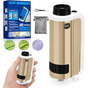 مجهر الجيب للأطفال ، ألعاب SetFlags Kids Microscope STEM ، 100x-250x Mini Mini Mini Microscy for Kids ، STEM & Science alloy miniscope ، kits for Kids ، Gifts for 6 7 8 9 & 10