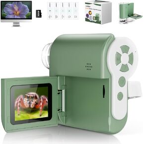 المجهر المحمول المحمول المحمولة للأطفال الذين يعانون من شاشة 2 بوصة: 1000X HD Digital Microscoph for Kids Educational Science Kit ، هدايا عيد ميلاد عيد الميلاد للأطفال 5 6 7 8 9 10 11 12 (أخضر)