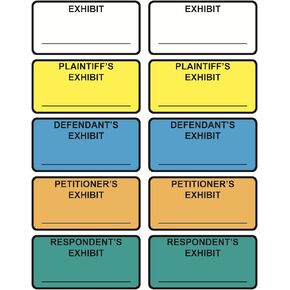 1"x2" 500 PCS Exhibit Stickers Plaintiff’s Exhibit Defendant's Exhibit Petitioner’s Exhibit Respondent’s Exhibit Legal Exhibit Labels-Poskornwel