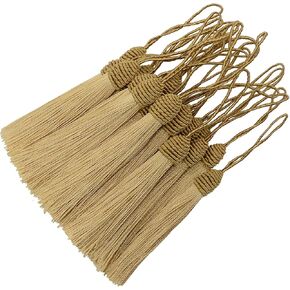 Small Mini Crafts Bookmark Tassels: 30pcs Sewing Silk Fringe with String for Jewelry Making, Earring Keychain Accessory, Book Ribbon Trim, Key Charms, Graduation Cap, Memorial Ornament (Champagne)