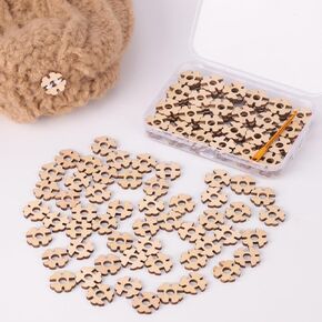 أزرار بومس خشبية قابلة للإزالة ، 100 pcs فو فرو بوم بومز حراس على بيني مصنوعة يدويًا ، حامل بوم بوم ، وصنع القبعة المحبوكة ، وأداة قفل ، وحاملي pompom للسباكين المتماسكة والفواصل