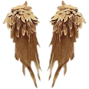 1 Pair Angel Wings Embroidered Patches Neckline Trim Applique Sewing On Lace Patches DIY Crafts