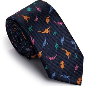 HAWSON Funny Ties for Men Novelty Animal Dinosaur Pattern Men's Ties for Holiday, Party, Birthday 58'' Length 2.5'' Width Necktie Hand Made Skinny Neck Tie