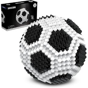 Soccer Ball Building Block Set, Adults challenging STEM Block Decorations, Miniature 3D Educational Toys for Ages 14 15 16 and Above, (437 Pieces)
