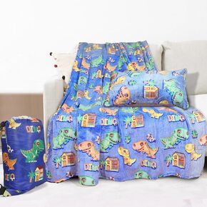 2 PCS Glow in The Dark Blanket Dinosaur Toys Gifts for Boys Girls for Birthday, Halloween, Dinosaur Throw Blanket 50"x60" and Kids Pillowcases16 x 24 -Toddler Boys Toy 5-10 Years Old