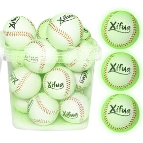 17-Pack Glow-in-The-Dark Foam Baseballs - Light-Up T-Ball Set for Kids 3-10, Outdoor Nighttime Toys for Backyard, Camping, or Classroom Gifts for Boys and Girls