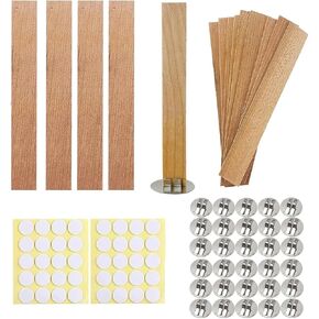 100pcs Wooden Candle Wicks and Stands 5.1 X 0.5 Inch Natural Candle Wood Wicks with Iron Base, Candle Cores for DIY Candle Making Craft Smokeless Wood Wicks for Candle Making (Use 2 Wicks per Stand)