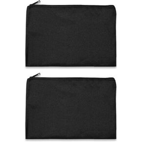 Ezek 2 Pack 600D Poly 12" x 8.5" Utility Security Zippered Bank Bags for Deposit Check Money Coins Office Receipt Envelopes Portable Travel Wallets Pouches for Microphone Cosmetic, Black.
