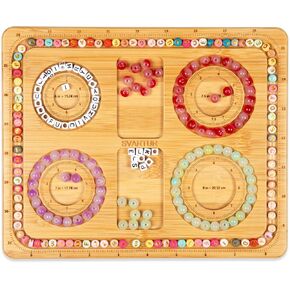 Svartur Small Bamboo Beading Beading Beading for Bracelet Making 6 "/ 7"/ 7.5 "/ 8" ، تقوم القياسات الإمبراطورية بتمييز سوار Sizer لصنع المجوهرات ، لوحة تصميمات وتصميم الأسوار الخشبية ، 9.61 "× 7.8"