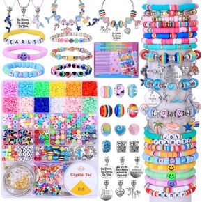 AIPRIDY 3600 Pcs Girls Toys Bracelet Making Kit, Unicorn/Mermaid Jewelry Activity, Flat College Style Beading for Friendship Jewelry Making, DIY Crafts for 4-12 Girls Birthday Christmas Gifts(Pink)
