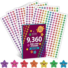Decorably 9,360 Mini Star Rewards Stickers for Kids - 40 Sticker Sheets for Kids Reward Chart, Classroom Activities, Positive Reinforcement, Arts & Crafts, Scrapbooking, Gift