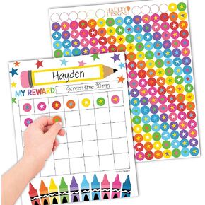Hadley Designs 25 Doodle Sticker Behavior Chart at Home-Incentives Sticker Reward Chart, Star Behavior Chart for Kids