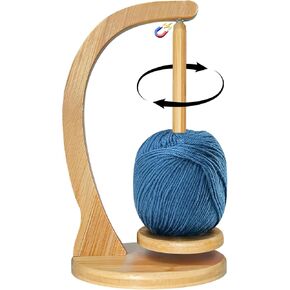 Wooden Yarn Holder for Crocheting, Larger and More Magnetic Wooden Yarn Spool Rack, Rotating Pendulum Yarn Ball Dispenser Stand, Yarn Spinner as Surprise Gift for Knitting Lovers (Natural Bamboo)
