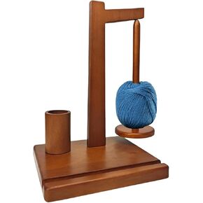Yarn Holder for Crocheting Wooden Yarn Rack Stand with Phone Stand, Crochet Hook Storage and Magnetic Yarn Ball Holder Spinner