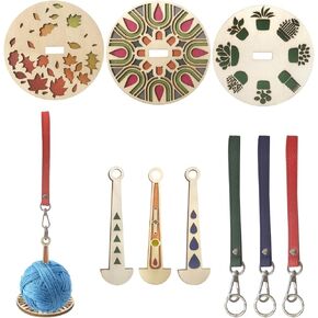 Iswawo Portable Wrist Yarn Holder with Wrist Strap, 3PCS Yarn Spinner Crossbody Holder Solid Wood Wrist Ball Holder for Crocheting, Yarn Organizer Storage Knitting Supplies Gift for Craft Lover