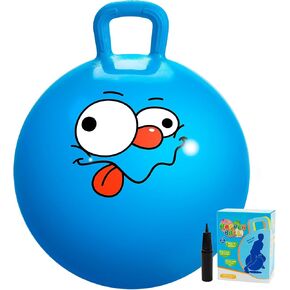 U & C Planet Hopper Ball 22 بوصة كرة نطاط مع مقبض للأطفال من 7 إلى 12 قفزة هوبتي الجلوس وترتد لعبة القفز مع المضخة وصندوق الهدايا هدية رائعة لعيد الميلاد ، الأزرق