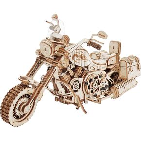 Rowood 3D Puzzles for Adults, Model Car Kits, Wooden Model Kit for Adults to Build,DIY Motorcycle Mechanical Gears Building Set Toys for Boys, Christmas Birthday Gift