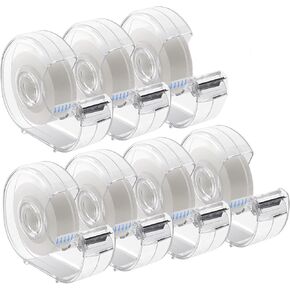 7 Rolls of Invisible Tape Refills with Dispenser - Writable Matte Tape, Easy Tear Wrapping Tape for Home and School Supplies, 0.75 inch x 1000 inches