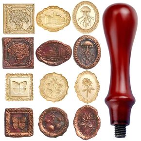 7pcs Vintage Wax Stamp Seal Kit,Wax Seal Stamp Head and Wooden Handle,Butterflies Rose Flower Sealing Wax Stamp,Wax Seal Kit for Wedding Invitations Envelopes Thanksgiving Card Gift Packing