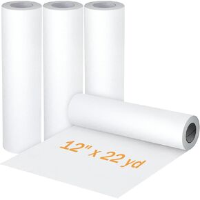 HunnmingRe 4 Roll Lightweight White Fusible Interfacing for Sewing 11.8 Inch x 22 yd Roll Non-Woven Iron on Interfacing Fabric Single Sided Polyester Interfacing for DIY Crafts Supplies
