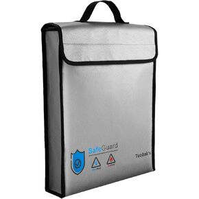 TuoBak's Fireproof Document Bag, Fireproof Waterproof Document Bag with Zipper,Upgraded Heat Insulated Fireproof Bag for Documents 15.8"x 12.6"×2.5" for Cash,Documents and Valuables