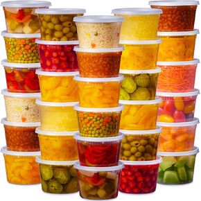 48 Pack Plastic Deli Containers with Lids (16, 32 oz 24 Each) - Food Storage Containers with Lids - Clear Disposable Meal Prep Containers, BPA Free, Stackable, Leakproof, Microwave and Freezer Safe in Kuwait