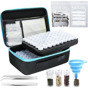 Portable Seed Organizer Storage, 140 Slots Sturdy Seed Packet Organizer with 25 PCS Zipper Envelopes Bag, Label Stickers, Seed Storage Container for Flower Plants Garden (Black)