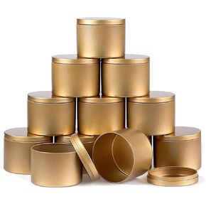 Candle Tins 12 Pcs 8 oz Premium Matte Full Golden Candle Jars for Candle Making, Candle Tin with Lids for Candle Making, Bulk Empty Candle Containers
