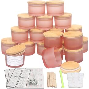 MILIVIXAY 20 Pack 4 OZ Fall Candle Jars with Lids and Candle Making Kits - Bulk Wide Mouth Small Empty Candle Jars for Making Candles - Spice, Powder Containers.