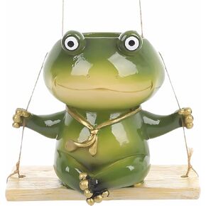 Plant Pots Cool Funny Frog Flowerpot Garden Statue - 6 Inch Plant Pot, Hanging Planters for Indoor Plants, Home Decor, Tiny Home, Charming Outdoor Decoration with Smooth Natural Lines (H