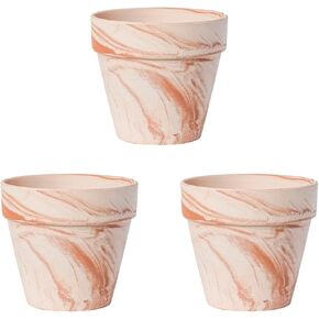 Random Mood Macchiato Terracotta Plant Pots, Clay Plant Pots, Handmade Flower Pots, Ceramic Plant Pots - 6 Inch Flower Pots, Set of 3 with Drainage Holes - Ideal for Indoor & Outdoor Orchid Pots