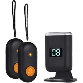 Caregiver Pager Wireless Call Button for Elderly, Alert Button for Seniors at Home with Vibration, LED Display, Mute, 1000FT Range- Life Alert Systems For Seniors No Monthly Fee, Panic Button