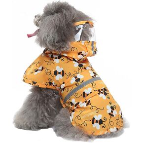 Dog Raincoat Hooded, Reflective Dog Slicker Poncho Adjustable Waterproof Lightweight Rain Jacket for Dogs,Duck,S