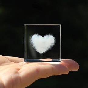 3D Crystal Heart Cloud Cube 4cm زجاج صغير للوزن الزجاجي الحلي المنزلية المكتبية ديكور الفن (Love Heart)