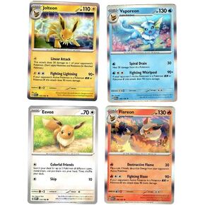 Jolteon Flareon Vaporeon 135/165 - Eevee - Pokemon 151 - Evolution 4 Card Lot - Holo Rare