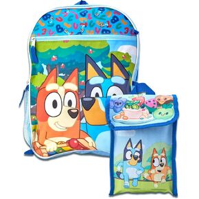 Fast Forward 5-Piece Kids Backpack Set - Spidey, Disney, Ninja Turtle, Hello Kitty - 15" School Bookbag for Boys and Girls, Frozen Blue