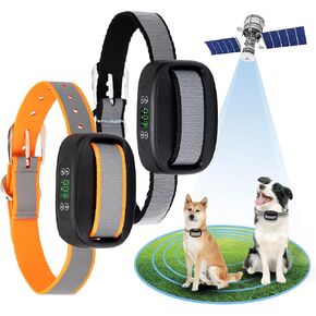 WIEZ GPS Wireless Dog Fence, Electric Dog Fence for Outdoor,Adjustable Warning Strength,Pet Containment System, Suitable for Most of Dogs(2 Collars)