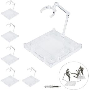 Action Figure Stand, 6 PCS Action Figure Display Holder Base Doll Model Support Stand Compatible with HG RG SD SHF Gundam 1/44 Toy with Screwdriver Clear