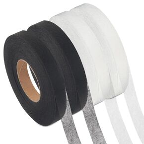 280 Yards Iron on Hemming Tape, 2 Rolls 1.5 cm Adhesive No Sewing Hem Tape Black & White Stitch Witchery Hemming Tape Fabric Tape for Clothes Pants Dresses Curtains