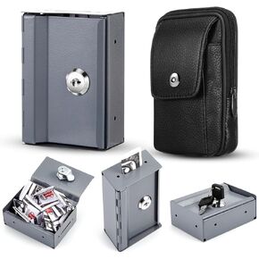 Zhengmy 2 PCS Gamble Lock Lock Metal Pocket مع Case Black Large Capital Bag Bag Box Box Box Cash Lock مع هدايا المقامرة الرئيسية التي تتوقف عن الإدمان