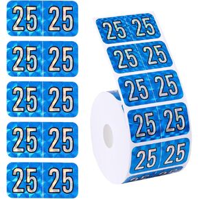 500pcs 2025 Year Stickers, 0.74x1.49in Holographic 2025 New Year Stickers File Folder Year Labels Color Coded Number Stickers 25 Year Labels for Tab File Folders Office Chart Supplies(Blue)