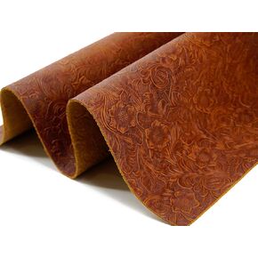 Bump Texture Tooling Leather Sheets Plain Geometric Pattern Printed Leather Shapes for Crafts (Pattern | Bourbon Brown, 12"X24")