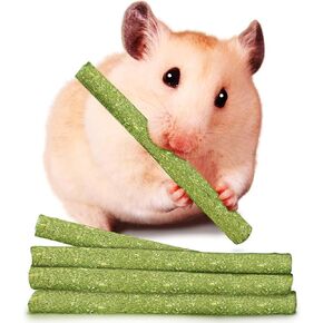 SunGrow 20 Pcs Timothy Hay Sticks, Bunny Treat for Rabbits, Hamster & Guinea Pig Treat Chew Sticks for Teeth, Chew Treat Supports Digestive and Oral Care of Rat, Chinchilla, Gerbil, Bunny, 4.5"