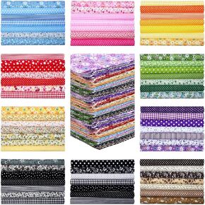Kingdder 200 Pcs 10 x 10 Inch Cotton Fabric Squares for Quilting Craft Fat Quarters Fabric Bundle Squares Patchwork for DIY Crafts Scrapbooking Cloths Handmade Accessory (Flower)