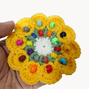 2 Pack Crochet Fidget Toy with Rolling Beads for Skin Picking Nail Biting Skin Picking Fidget Anxiety Relief Therapy for Trichotillomania
