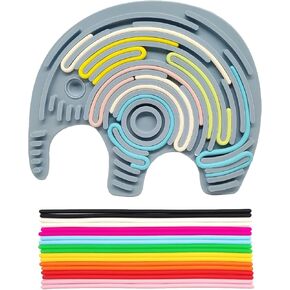 لوحة النشاط الحسي ، لعبة تململ السيليكون للتهدئة ، الإجهاد ، القلق ، ADHD والتوحد ، الأطفال 3+ ، البالغين ، 18 سلاسل (فيل)